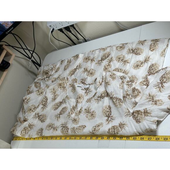 Coral Bay Top Womens 3X Ivory Tan Pineapples Linen Blend Tropical Resort Beach‎ - Picture 9 of 10